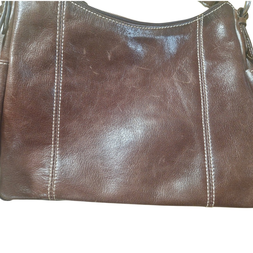 Gianni Bernini Brown Leather Hobo Shoulder Bag Purse With Heart Charm - Picture 6 of 6